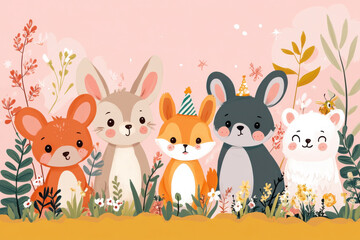 Fototapeta premium Happy Birthday from Your Favorite Furry Friends