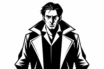 men coat line art silhouette vector illustration