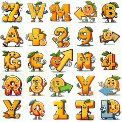 Obraz premium Cartoon citrus Lettering Typeface. AI generated illustration