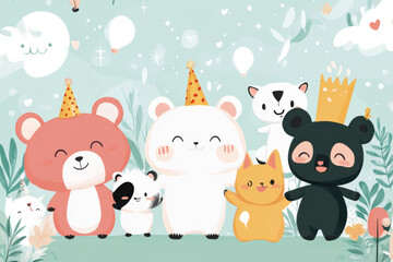 Obraz premium A Birthday Card Bursting with Love & Animals