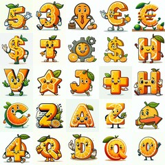 Obraz premium Cartoon citrus Lettering Typeface. AI generated illustration