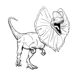Dinosaur Hand drawing line art coloring book illustration, coloring page for kids and adults, transparent background png
