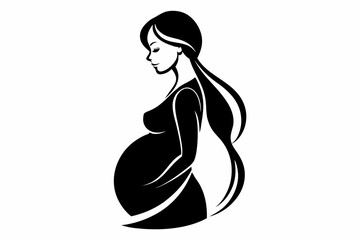 pregnant woman line art silhouette vector illustration