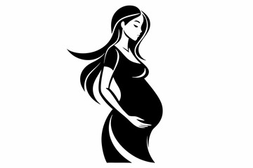pregnant woman line art silhouette vector illustration
