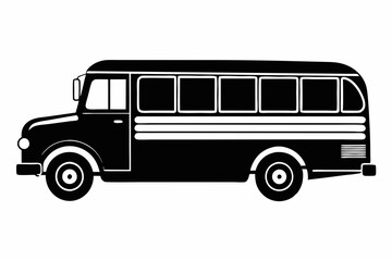 school bus icon line art silhouette vector illustration