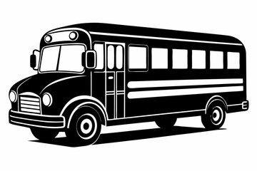 school bus icon line art silhouette vector illustration