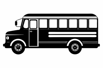 school bus icon line art silhouette vector illustration