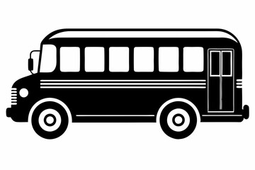 school bus icon line art silhouette vector illustration