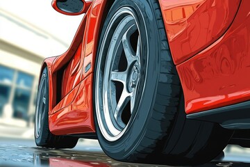 Sports car‘s tires, only tires, 2d style