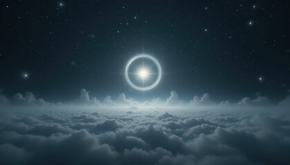 Obraz premium Celestial Scene with Stars and Clouds Under a Mystical Glow