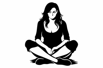 sitting woman line art silhouette vector illustration