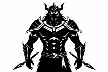 warriot line art silhouette vector illustration