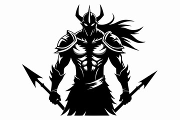 warriot line art silhouette vector illustration