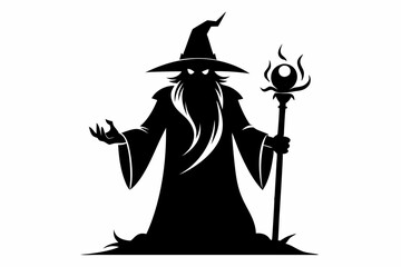 Fototapeta premium wizard line art silhouette vector illustration