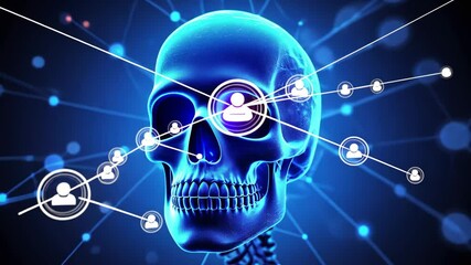 Glowing Blue Human Skull Network Connections Digital Art Works for Digital Art Showcase or - Powered by Adobe