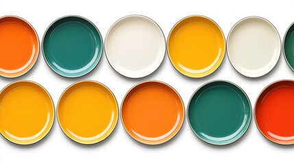 A row of colorful plates.