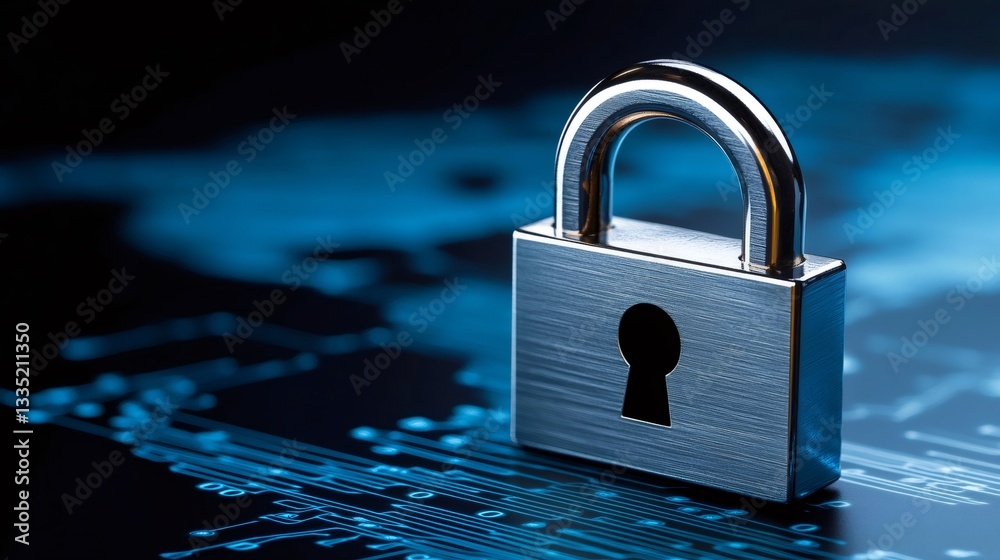 Poster Padlock protecting digital data on a printed circuit board