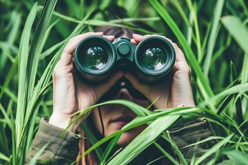 Hidden Observer in Lush Green Forest