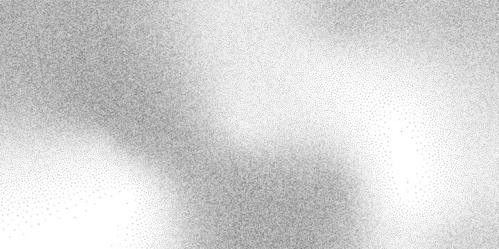 Gritty pattern and abstract wave gradient with grainy overlay. Monochrome background featuring noise stipple, sand halftone texture, and digital grain glitch art. Vector illustration.