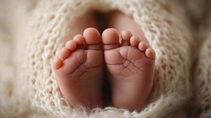 Close up of newborn infant baby feet