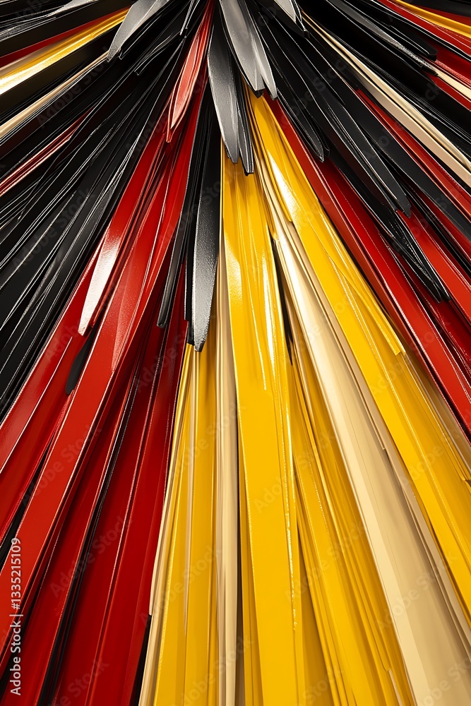Aufkleber Vibrant array of metallic strips radiating from a central point, artistic design