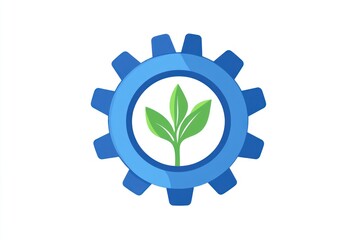Green technology ecofriendly gear sustainable development environmental icon nature logo