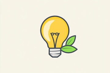 EcoFriendly Innovation Light Bulb with Green Leaves Symbolizing Sustainable Energy and Creati