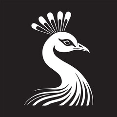 Obraz premium black and white peacock logo type silhouette designs