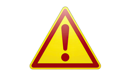 A warning sign isolated on white background PNG transparent