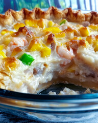 Deliciously Baked Florida Shrimp Pie With Colorful Toppings Ready to Delight Seafood Lovers
