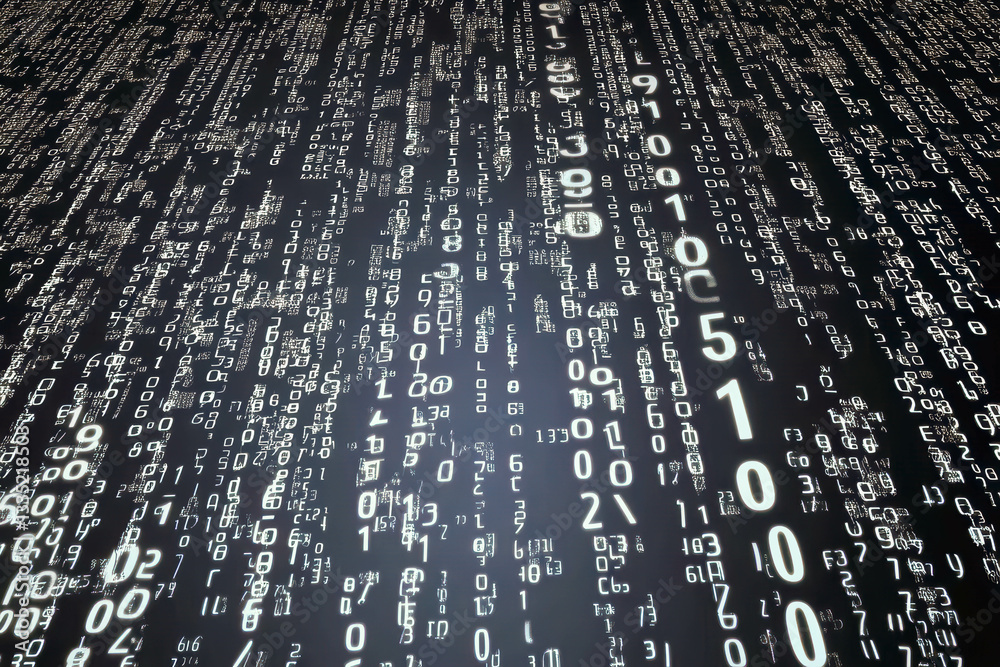 Poster Digital World of Numbers Flows Endlessly in a Mesmerizing Pattern at Twilight