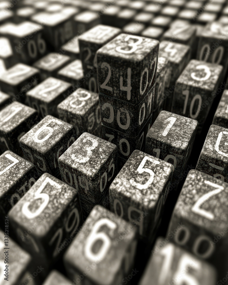 Poster Unique Arrangement of Numeric Blocks Creates a Captivating Visual Landscape of Digits