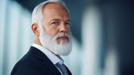 Modern CEO contemplating strategic decisions against dynamic blurred environment emphasizing strong facial features in chaotic backdrop corporate leadership professional portrait