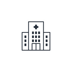 Hospital icon symbol vector sign isolated on white background illustration for graphic and web design