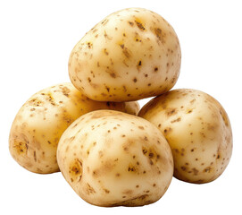 Pile of Potatoes. Fresh raw potato food. Isolated png. Transparent background.