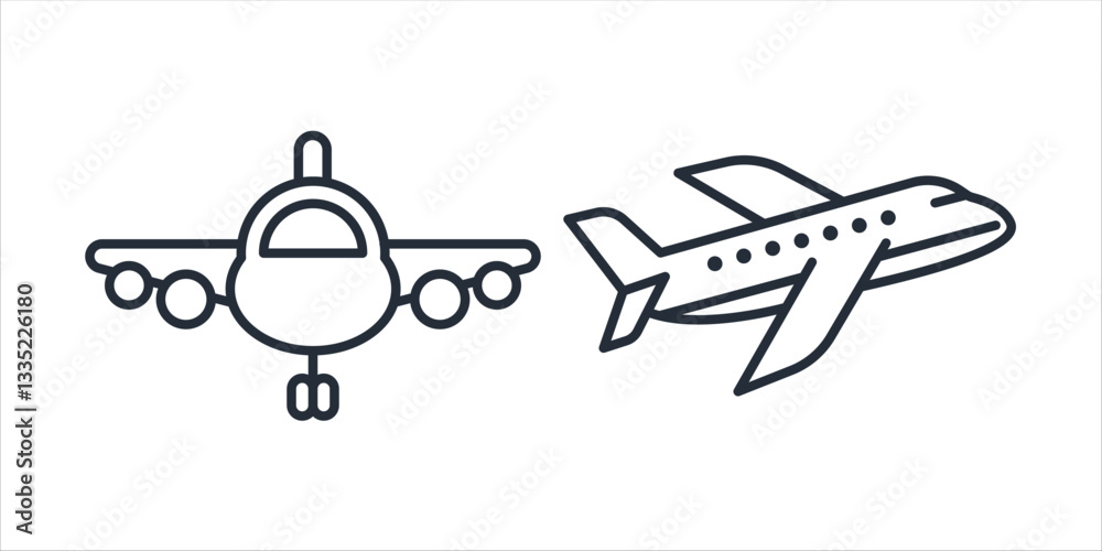 Poster Airplane icon symbol vector sign isolated on white background illustration for graphic and web design