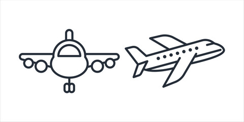 Airplane icon symbol vector sign isolated on white background illustration for graphic and web design