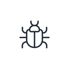 Bug icon symbol vector sign isolated on white background illustration for graphic and web design