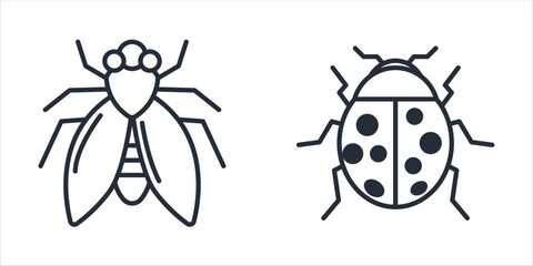 Bug icon symbol vector sign isolated on white background illustration for graphic and web design