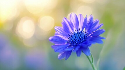 Fototapeta premium Tranquil purple flower in sunlit garden setting for nature design