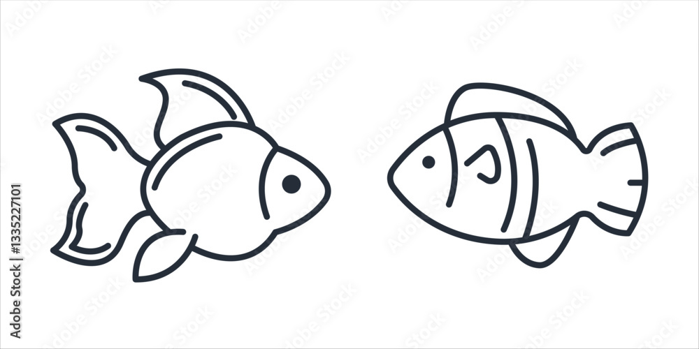 Aufkleber fish icon symbol vector sign isolated on white background illustration for graphic and web design