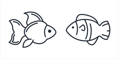 Fish icon symbol vector sign isolated on white background illustration for graphic and web design