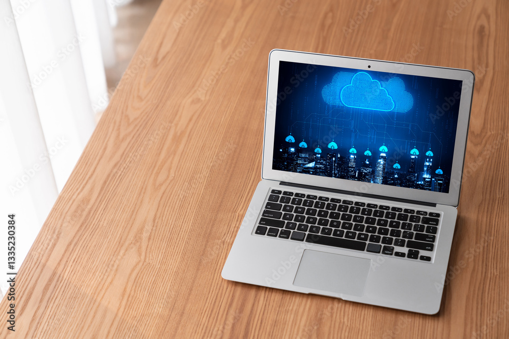 Poster cloud computing software for modish remote work and personal data storage
