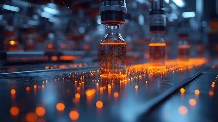 A quantum computer in a high-tech lab with floating holograms creates a futuristic, mysterious feel—ideal for science articles, future tech, or ads on quantum computing and advanced innovation.