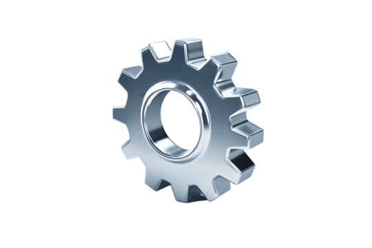 3D Rendered Metallic Gear Icon for Technology and Engineering Projects