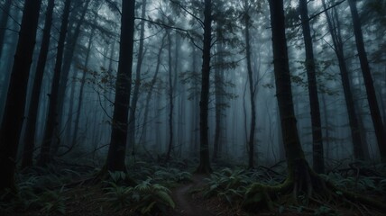 Obraz premium A Foggy, Ancient Forest with Twisted Roots