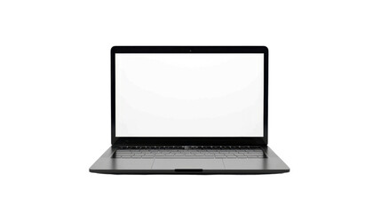 Modern laptop showing blank screen on transparent background