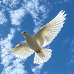 Obraz premium Holy dove on sky background
