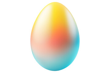 Gradient colored Easter egg with smooth transitions of blue, yellow, and pink isolated on white transparent background. Symbol of Easter celebration and festivity