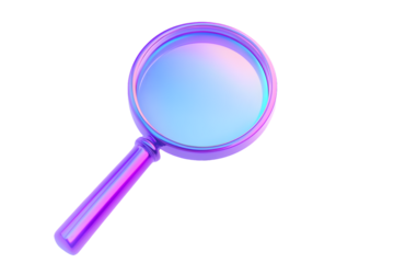 A vibrant magnifying glass with a gradient handle ideal for search and investigation themes